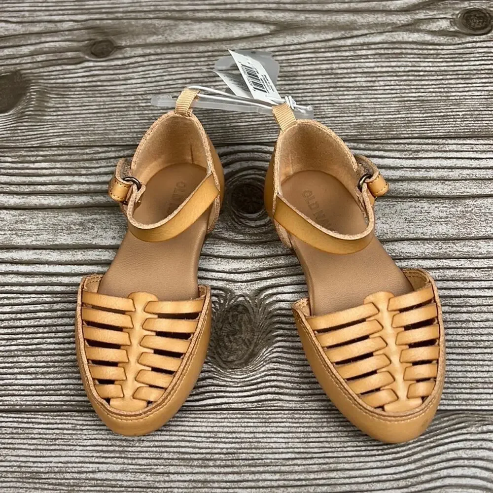 Old Navy  Faux Leather Leather Toddler Girl Ankle-Strap Hurrache Flats Sz 6